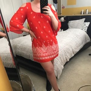 Red and white hippie dress